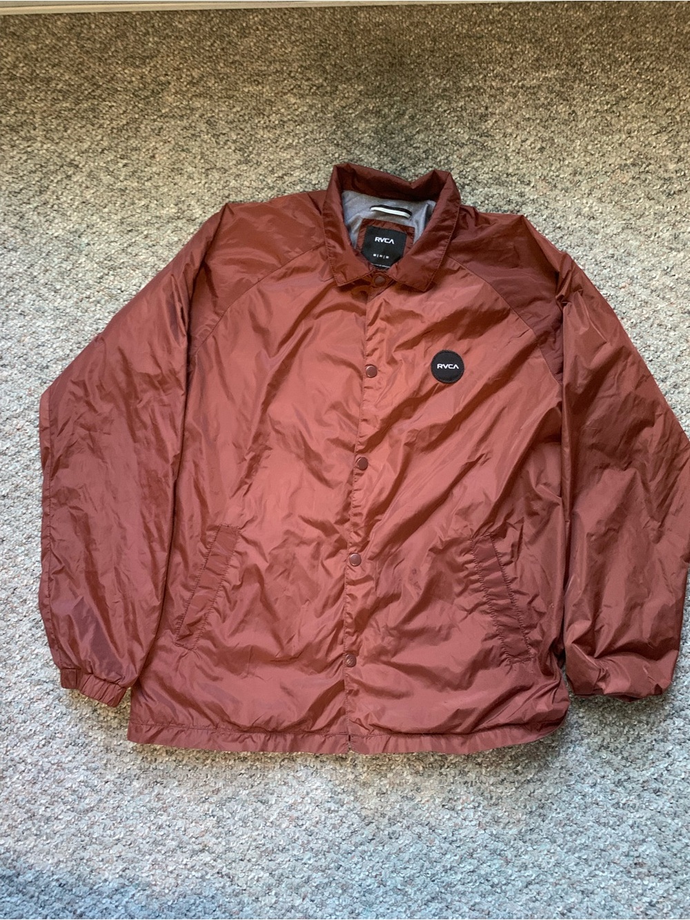 RVCA Men's Rust Red lined Windbreaker